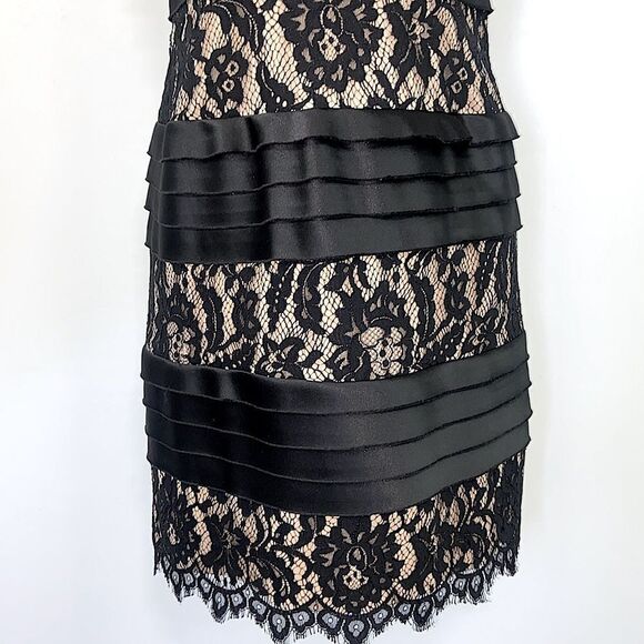 BCBG MAXAZRIA Dress Black Lace Body Con Cocktail Mini Halter Sz 6 EVC - Picture 4 of 8